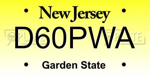 D60PWA New Jersey License Plate