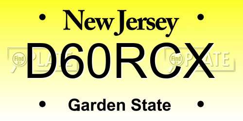D60RCX New Jersey License Plate