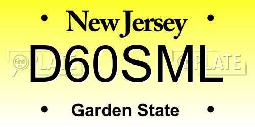 D60SML New Jersey License Plate