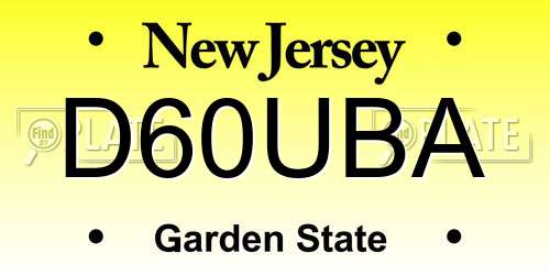 D60UBA New Jersey License Plate