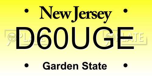 D60UGE New Jersey License Plate