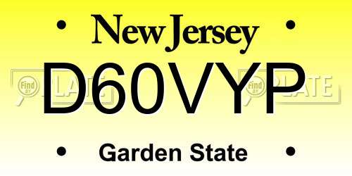 D60VYP New Jersey License Plate