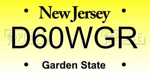 D60WGR New Jersey License Plate
