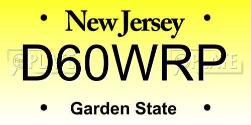 D60WRP New Jersey License Plate