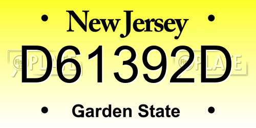 D61392D New Jersey License Plate