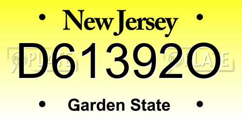 D61392O New Jersey License Plate