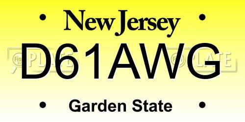 D61AWG New Jersey License Plate