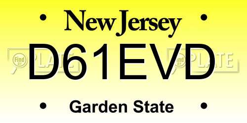 D61EVD New Jersey License Plate