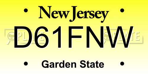 D61FNW New Jersey License Plate