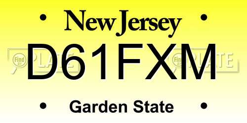 D61FXM New Jersey License Plate