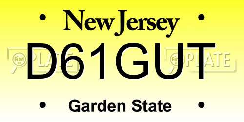 D61GUT New Jersey License Plate