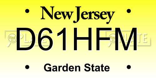 D61HFM New Jersey License Plate