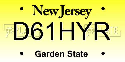 D61HYR New Jersey License Plate