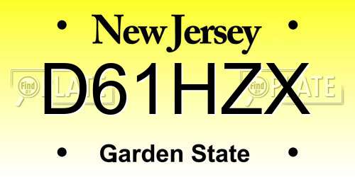 D61HZX New Jersey License Plate