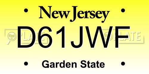 D61JWF New Jersey License Plate