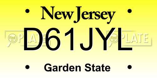 D61JYL New Jersey License Plate