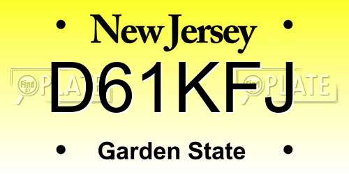 D61KFJ New Jersey License Plate