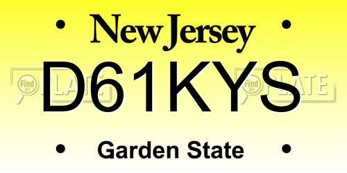 D61KYS New Jersey License Plate