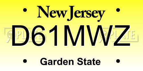 D61MWZ New Jersey License Plate