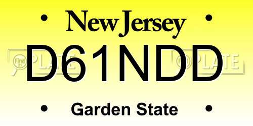 D61NDD New Jersey License Plate