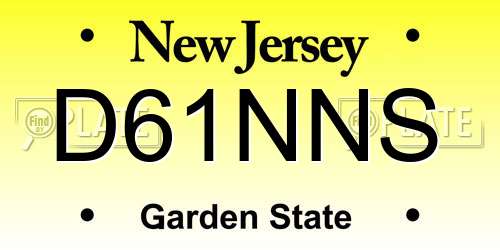 D61NNS New Jersey License Plate