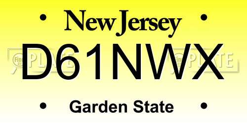 D61NWX New Jersey License Plate