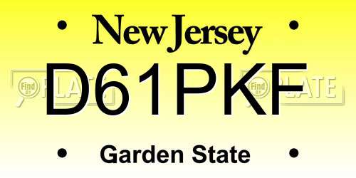 D61PKF New Jersey License Plate