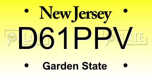 D61PPV New Jersey License Plate
