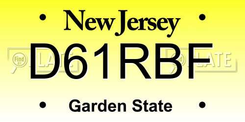 D61RBF New Jersey License Plate