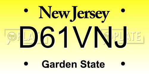 D61VNJ New Jersey License Plate