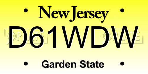 D61WDW New Jersey License Plate