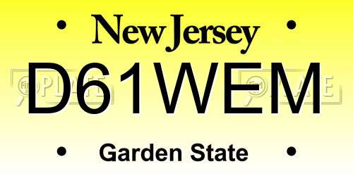 D61WEM New Jersey License Plate