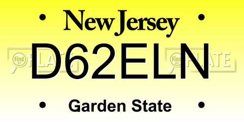 D62ELN New Jersey License Plate