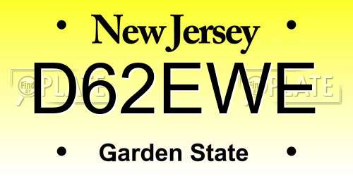 D62EWE New Jersey License Plate