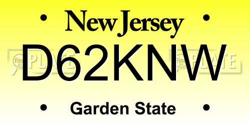 D62KNW New Jersey License Plate