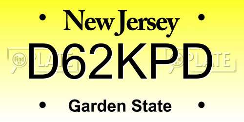 D62KPD New Jersey License Plate