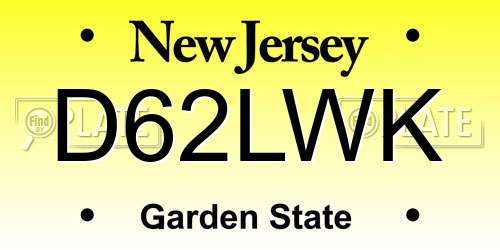 D62LWK New Jersey License Plate
