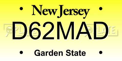 D62MAD New Jersey License Plate