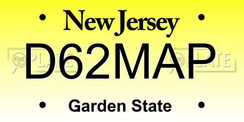 D62MAP New Jersey License Plate