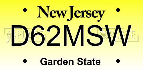 D62MSW New Jersey License Plate