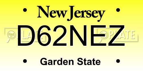 D62NEZ New Jersey License Plate
