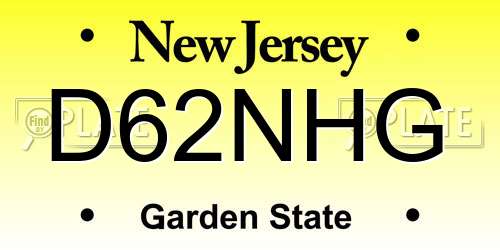 D62NHG New Jersey License Plate