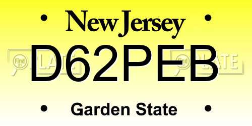 D62PEB New Jersey License Plate