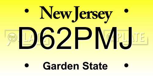 D62PMJ New Jersey License Plate