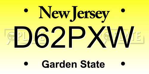 D62PXW New Jersey License Plate