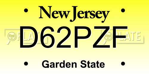 D62PZF New Jersey License Plate