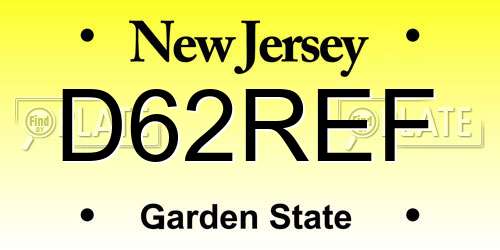 D62REF New Jersey License Plate