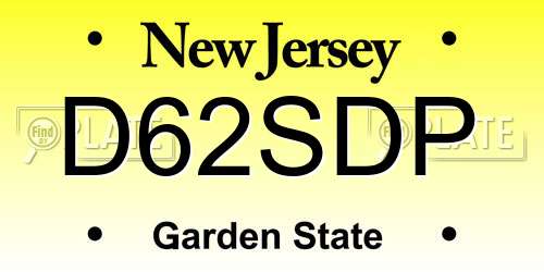 D62SDP New Jersey License Plate