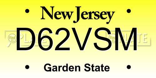 D62VSM New Jersey License Plate