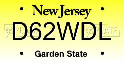 D62WDL New Jersey License Plate